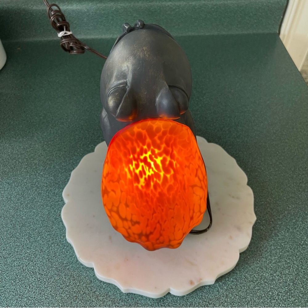 Vintage Frog Lamp Amber Glass Shell Lamp Night Light Tested Works - Picture 6 of 13